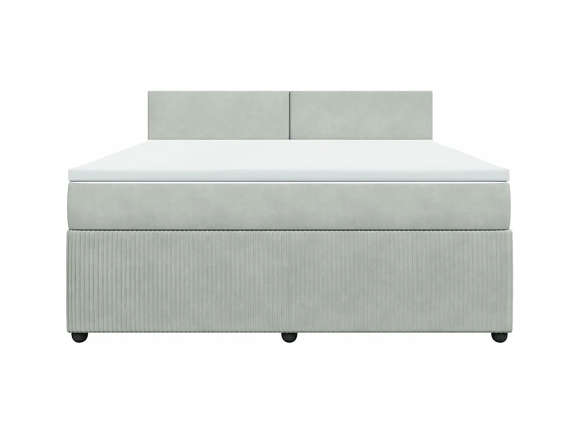 Sommier à lattes de lit et matelas Gris clair 180x200cm Velours