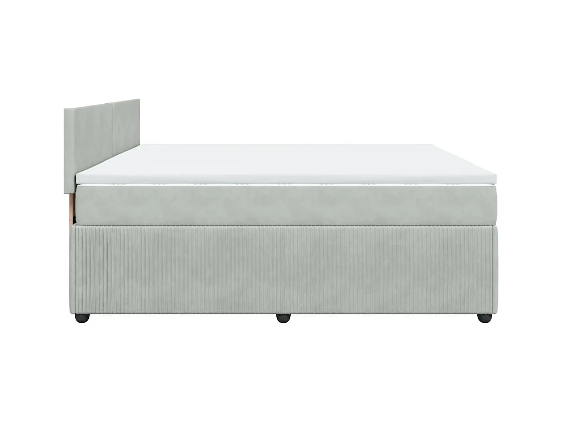 Sommier à lattes de lit et matelas Gris clair 180x200cm Velours