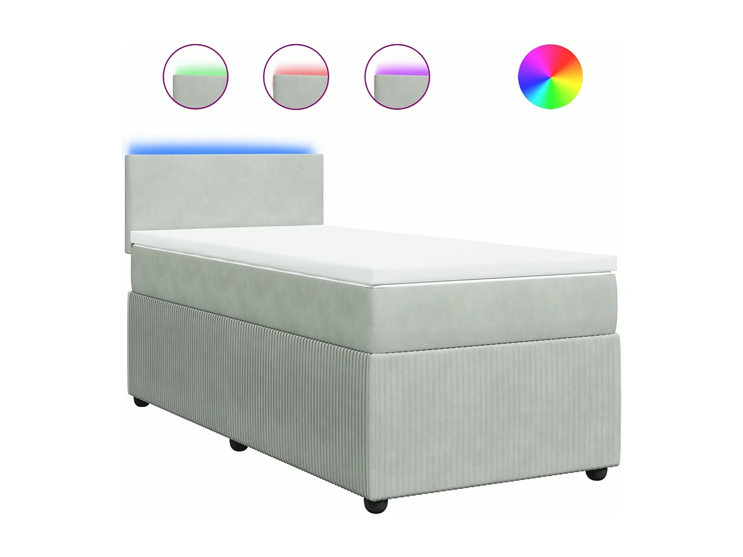 Sommier à lattes de lit et matelas Gris clair 100x200cm Velours