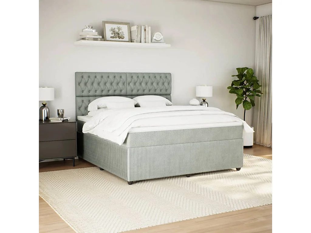 Sommier à lattes de lit et matelas Gris clair 180x200cm Velours