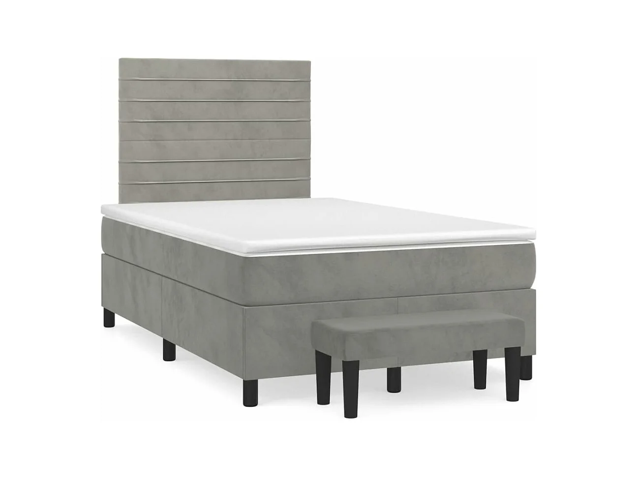 Sommier à lattes de lit et matelas gris clair 120x190cm velours