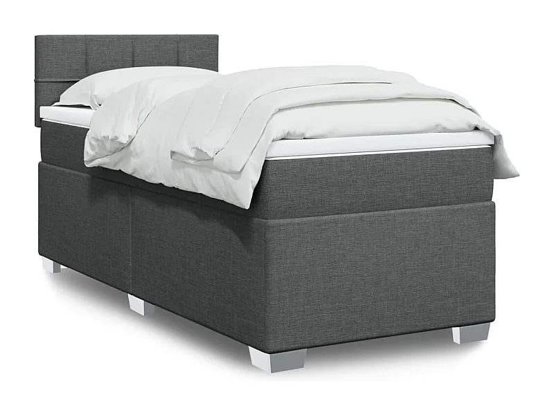 Cama box spring con colchón tela gris oscuro 90x190 cm