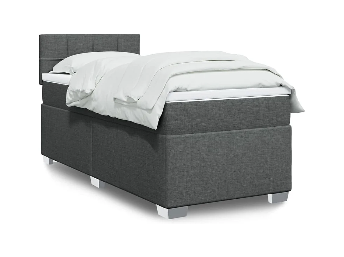 Sommier à lattes de lit et matelas Gris foncé 90x190 cm Tissu