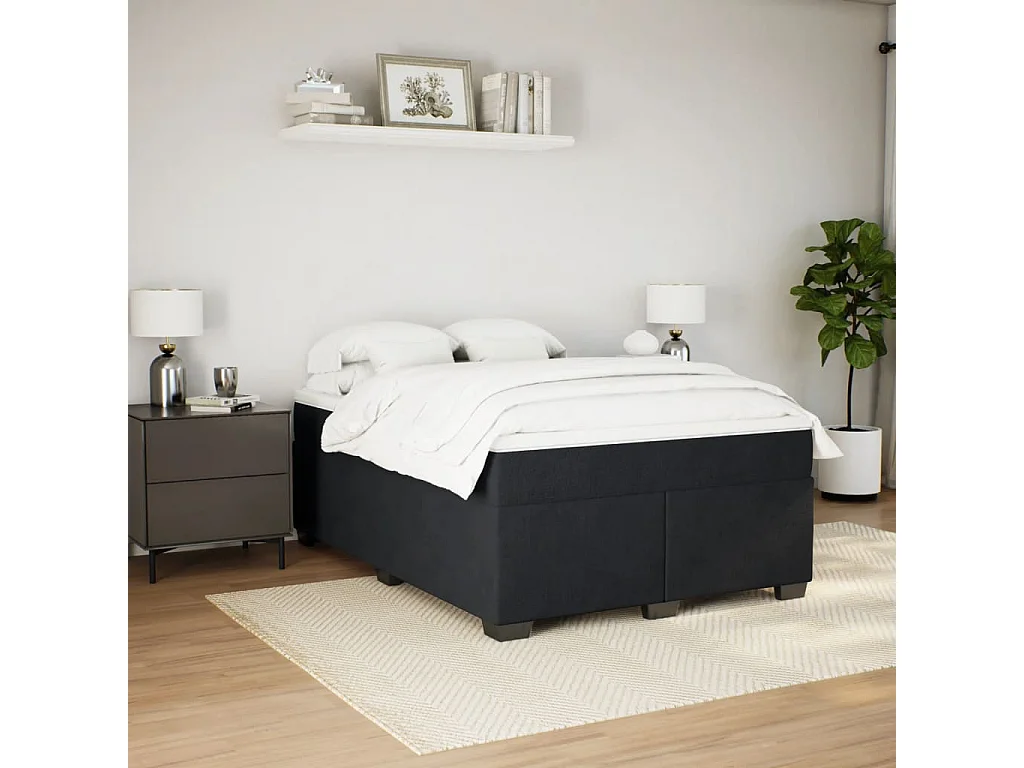 Sommier à lattes de lit et matelas Noir 160x200 cm Velours