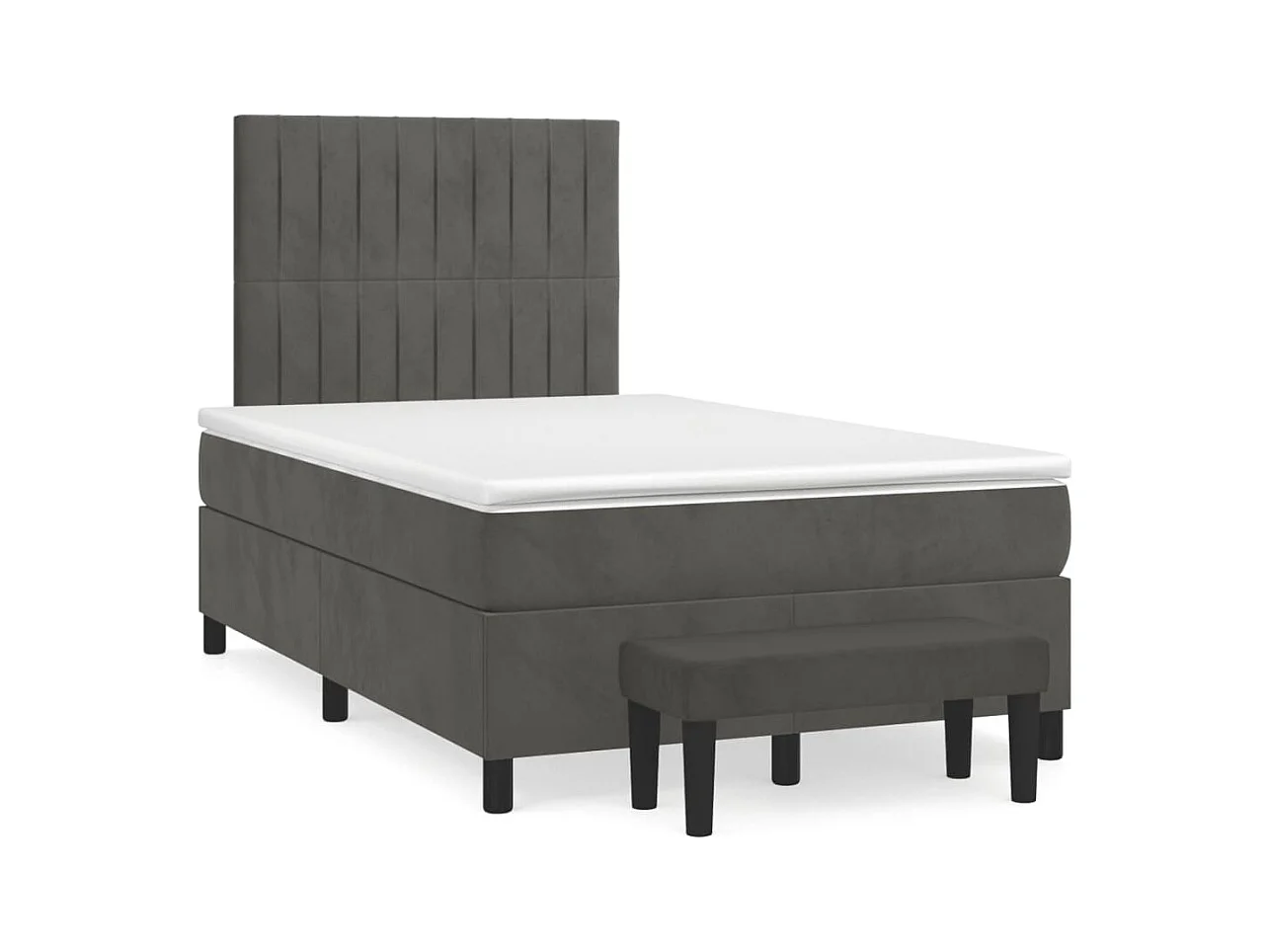 Sommier à lattes de lit et matelas gris foncé 120x190cm velours