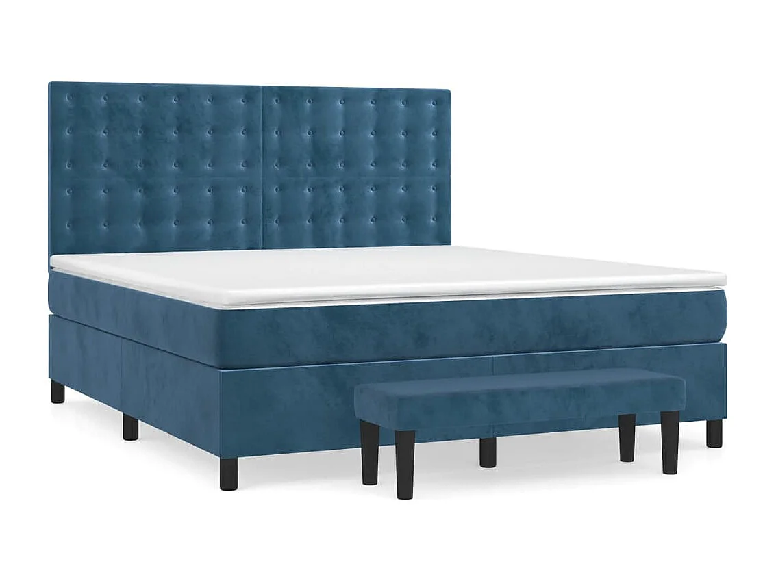 Sommier à lattes de lit et matelas Bleu foncé 180x200cm Velours