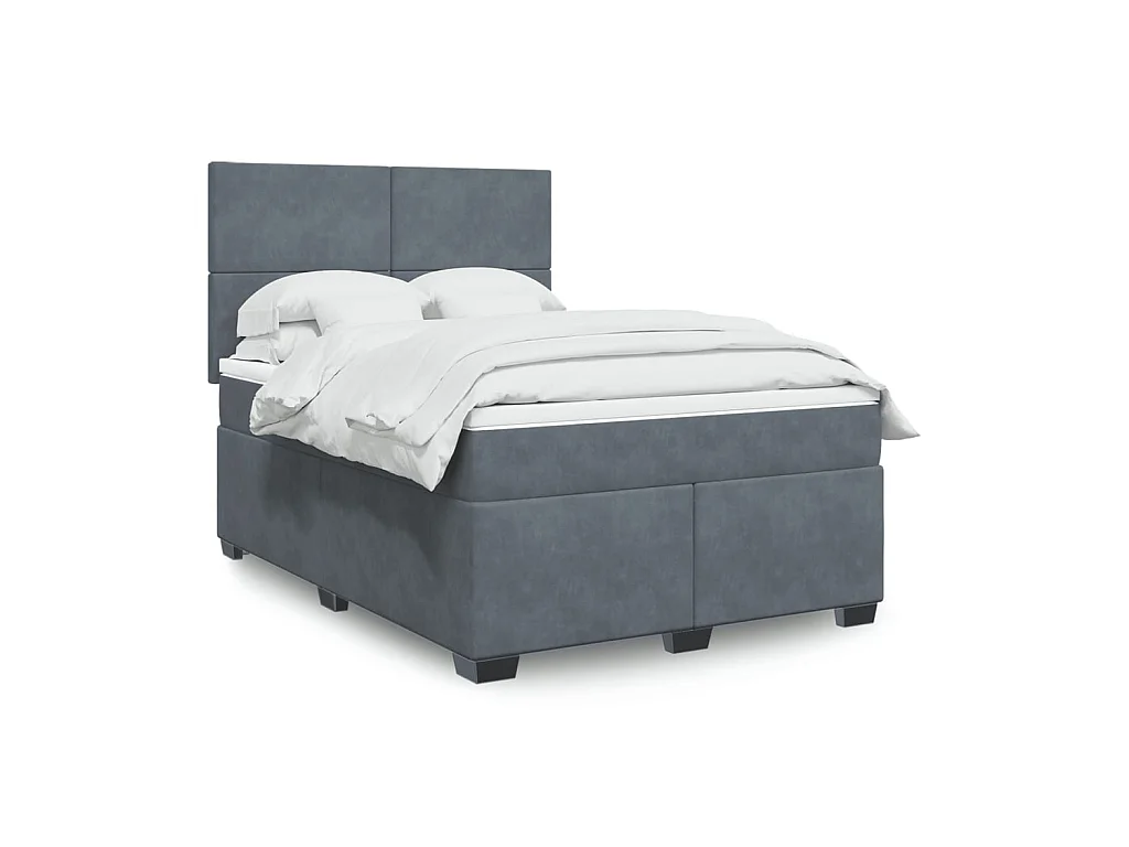 Giroletto a Molle con Materasso Grigio Scuro 140x190 cm Velluto