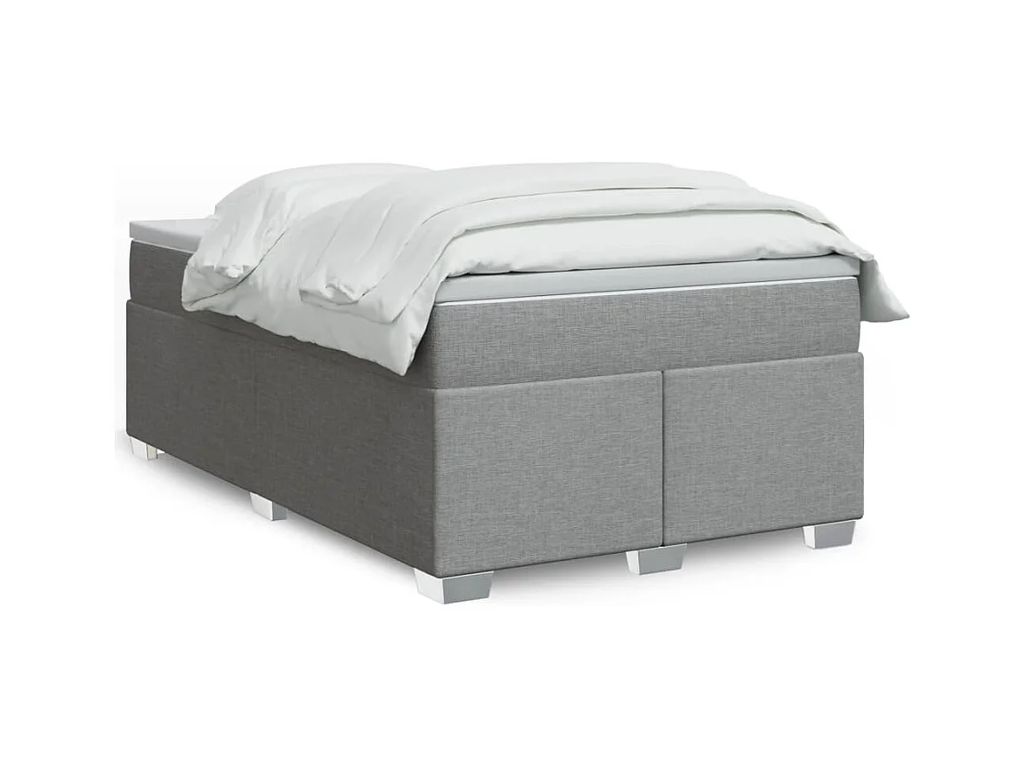 Cama box spring con colchón tela gris claro 120x190 cm