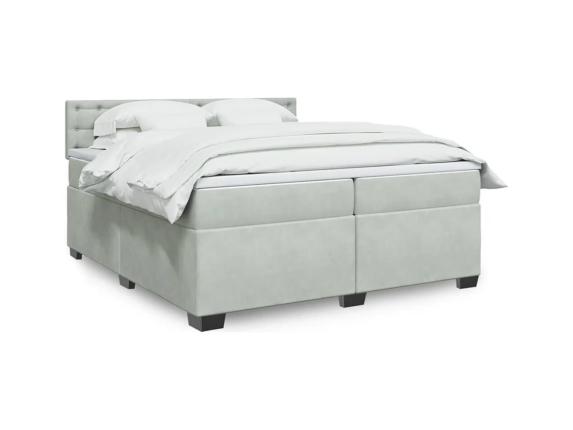 Boxspringbett mit Matratze Hellgrau 200x200 cm Samt