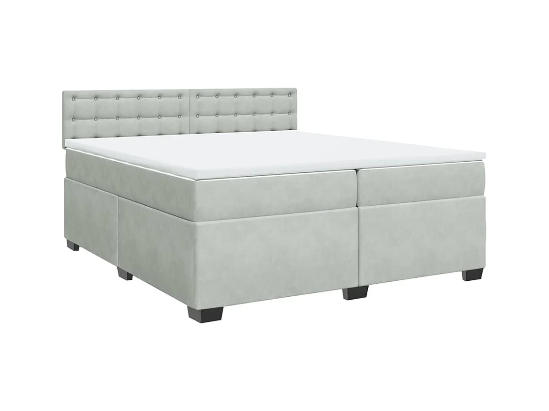 Sommier à lattes de lit et matelas Gris clair 200x200cm Velours