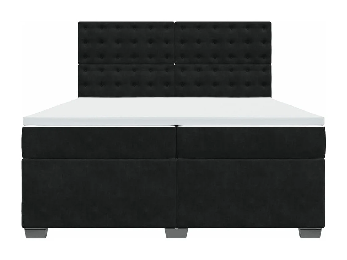 Giroletto a Molle con Materasso Nero 200x200 cm in Velluto