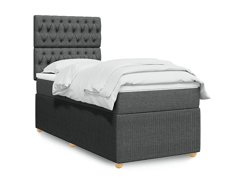 Boxspringbett mit Matratze Dunkelgrau 90x190 cm Stoff