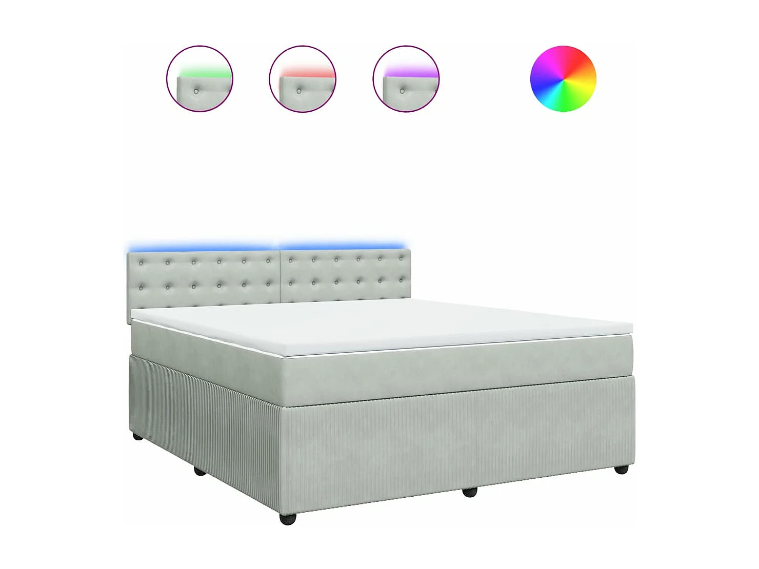 Sommier à lattes de lit et matelas Gris clair 180x200cm Velours