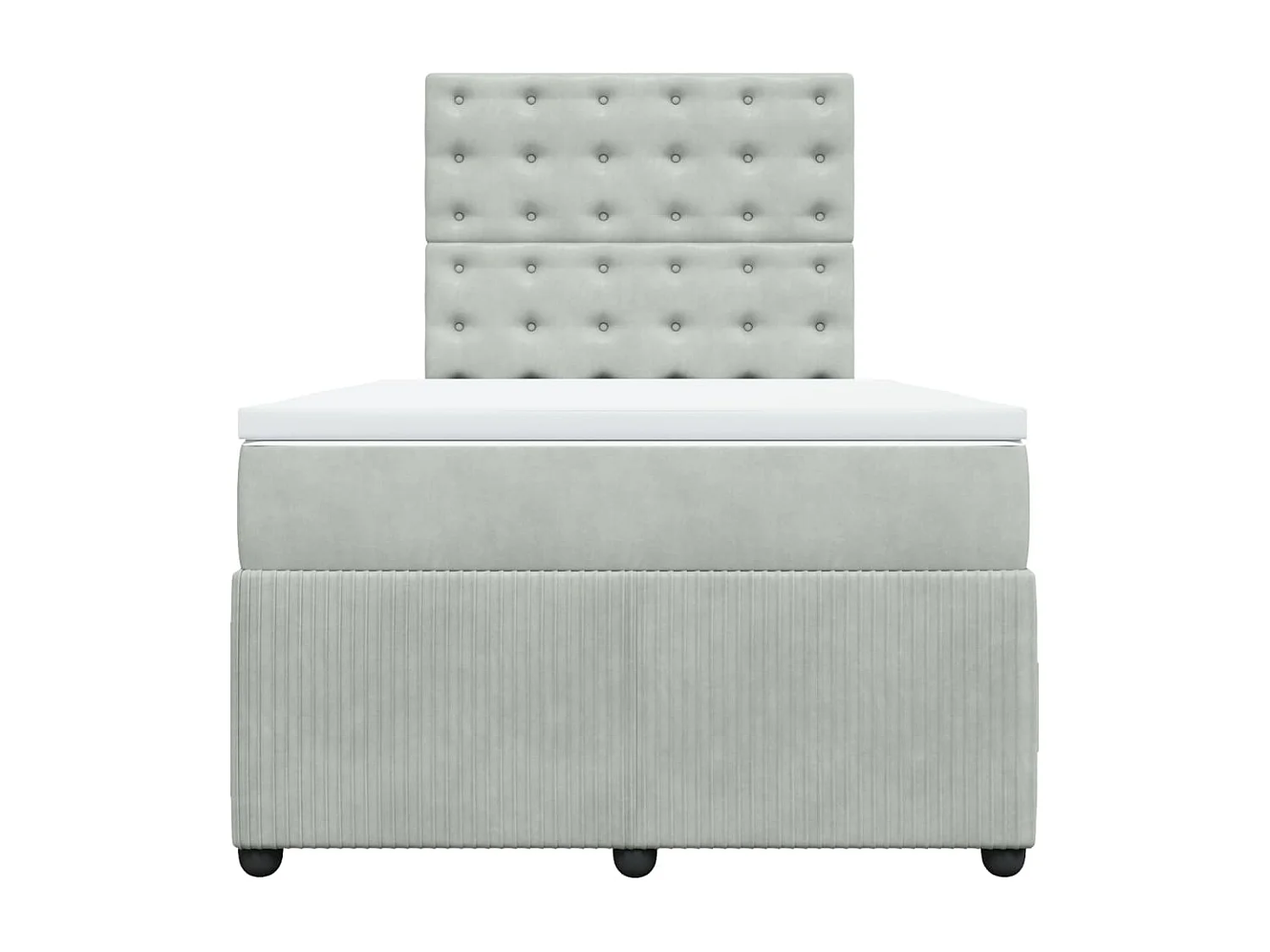 Sommier à lattes de lit et matelas gris clair 120x190cm velours