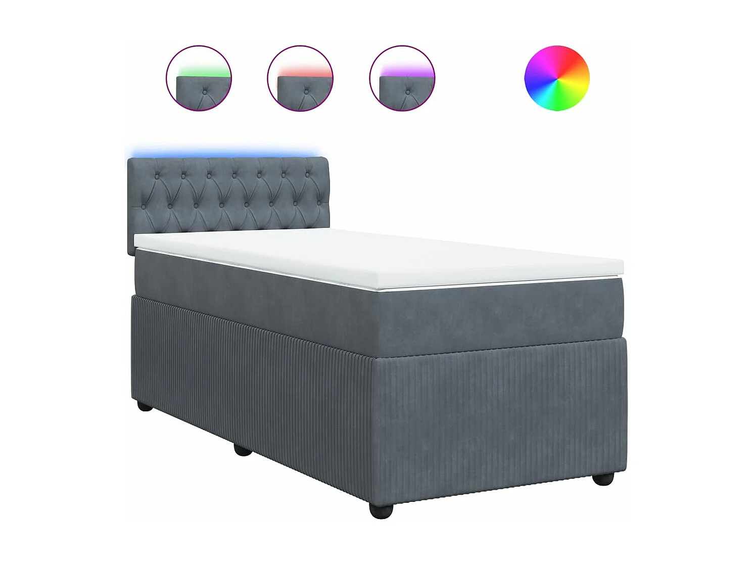 Sommier à lattes de lit et matelas Gris foncé 80x200 cm Velours