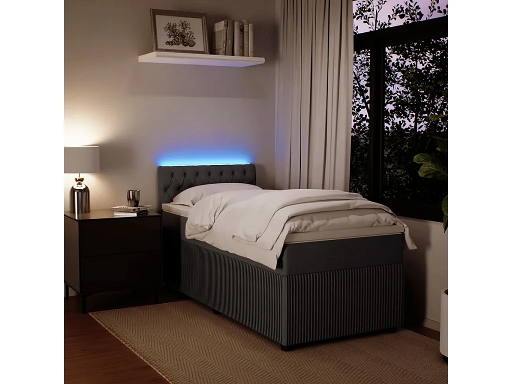 Boxspring met matras fluweel donkergrijs 80x200 cm