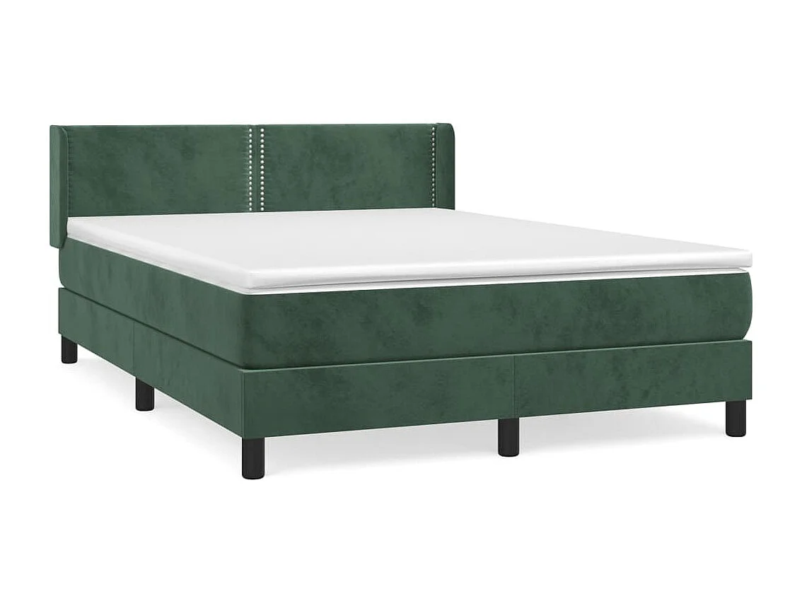 Cama com molas/colchão 140x190 cm veludo verde-escuro