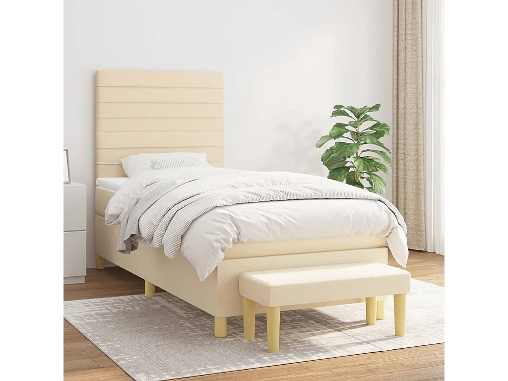 Cama com molas/colchão 90x190 cm tecido cor creme