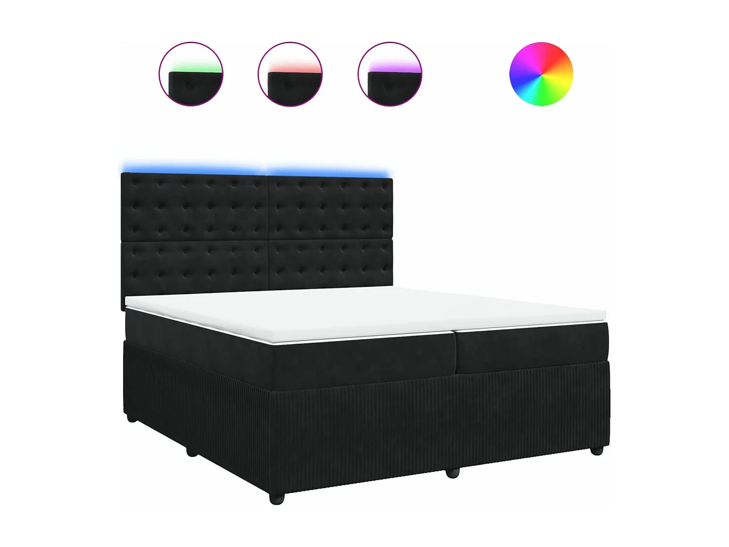 Cama com molas/colchão 200x200 cm veludo preto