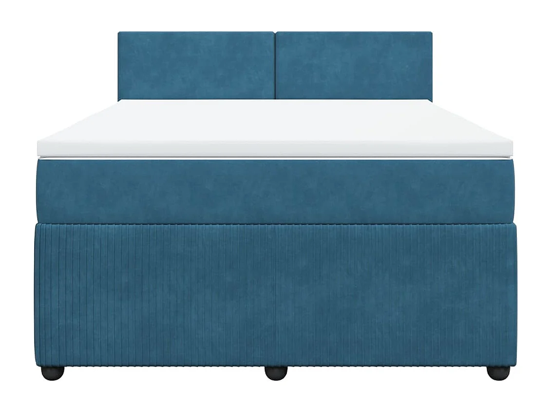 Boxspringbett mit Matratze Blau 160x200 cm Samt
