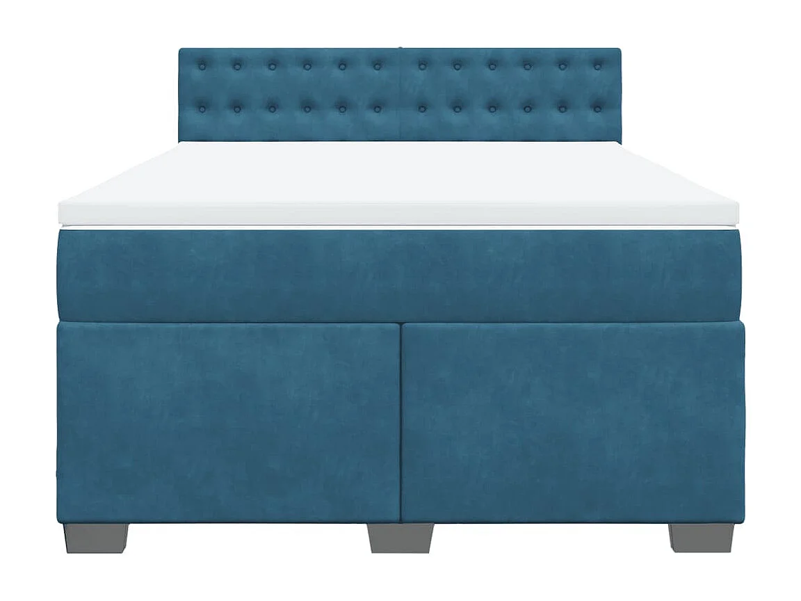 Giroletto a Molle con Materasso Blu Scuro 140x190 cm in Velluto