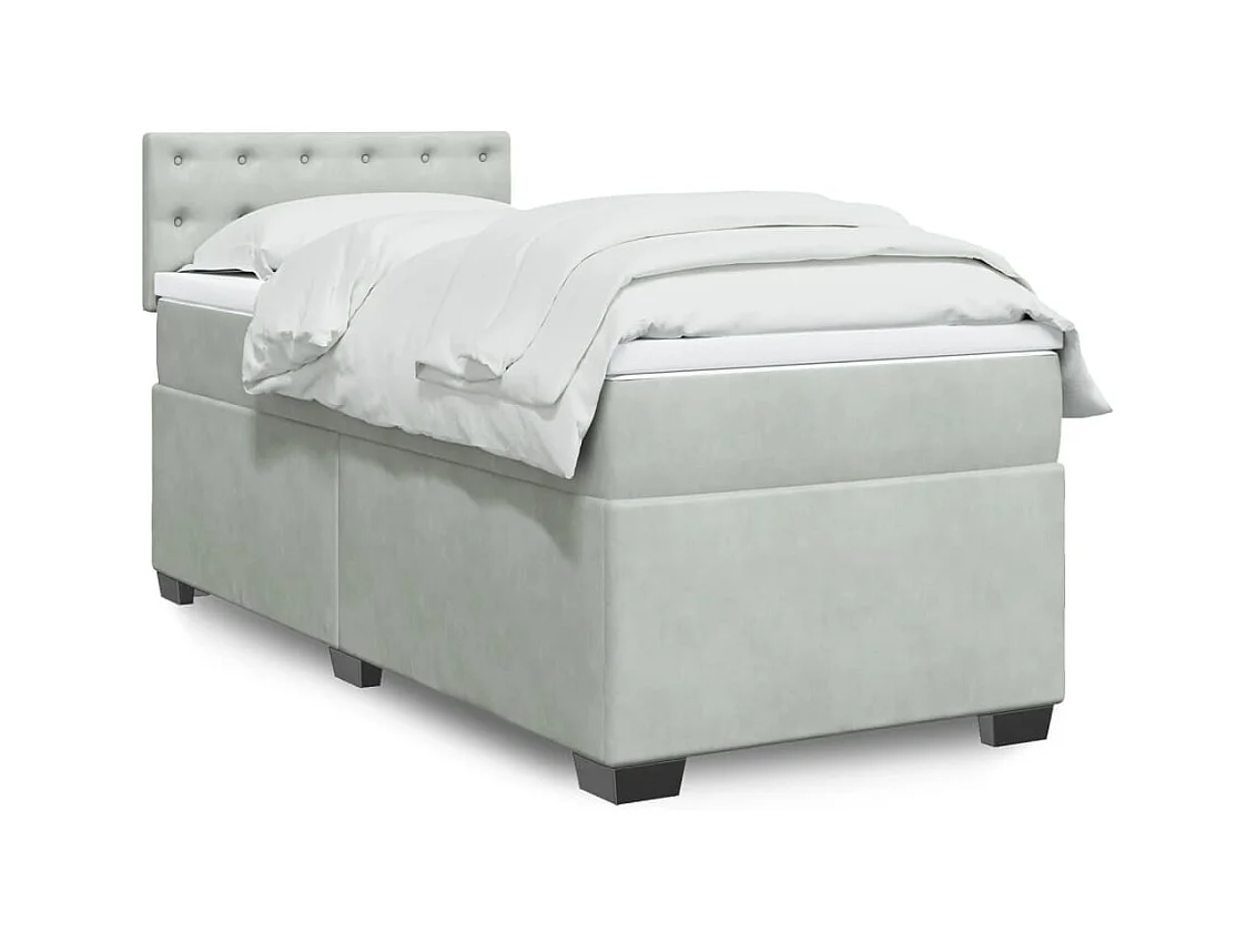 Giroletto a Molle con Materasso Grigio Chiaro 80x200 cm Velluto