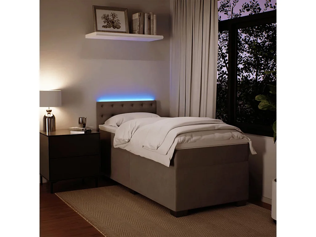 Cama com molas/colchão 80x200 cm veludo cinza-claro