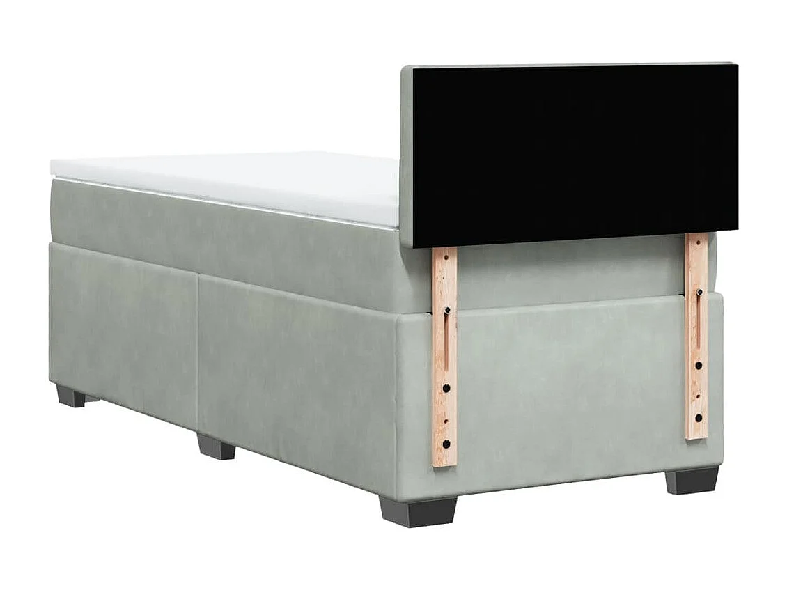 Cama com molas/colchão 80x200 cm veludo cinza-claro