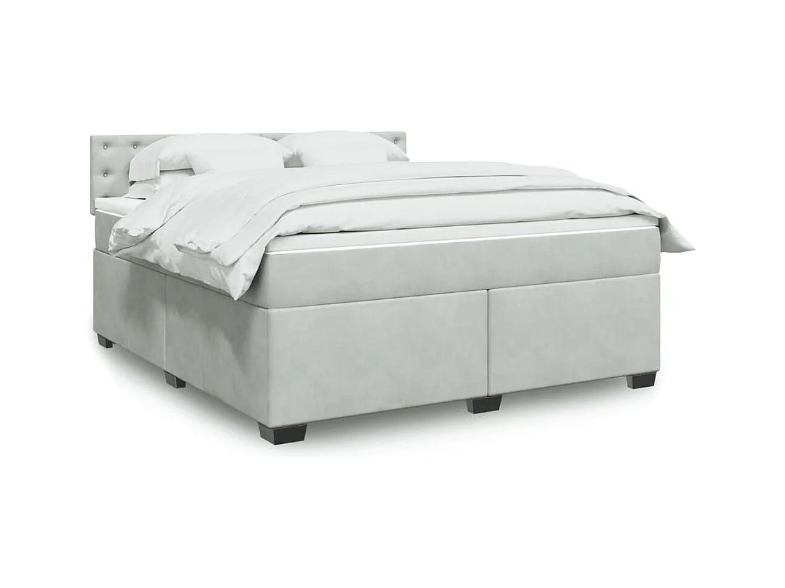 Boxspringbett mit Matratze Hellgrau 180x200 cm Samt
