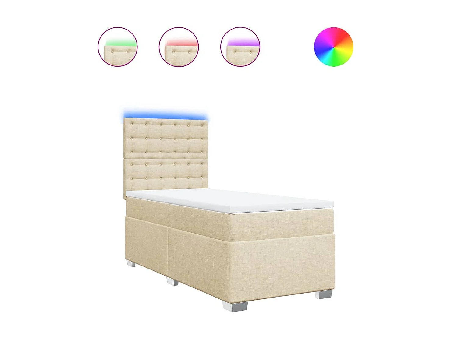 Boxspringbett mit Matratze Creme 90x190 cm Stoff