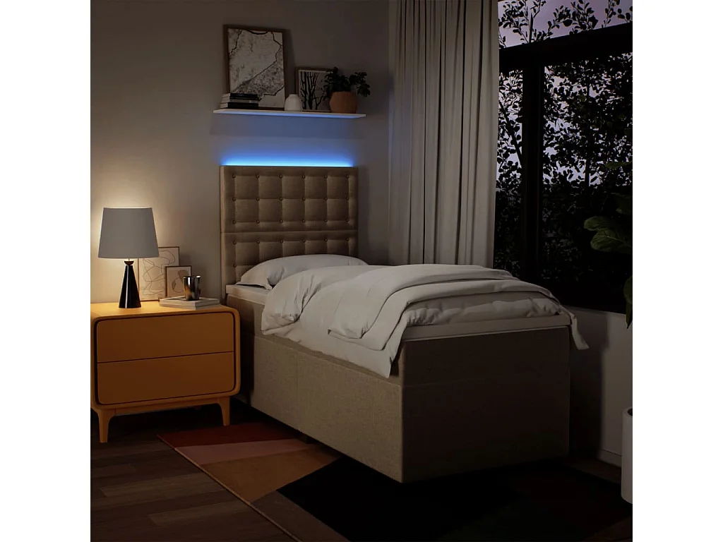 Boxspringbett mit Matratze Creme 90x190 cm Stoff