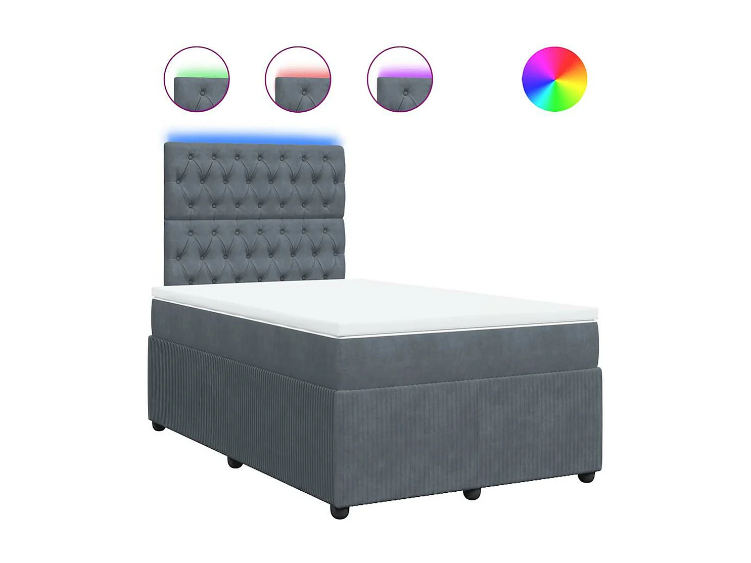 Boxspring met matras fluweel donkergrijs 120x190 cm