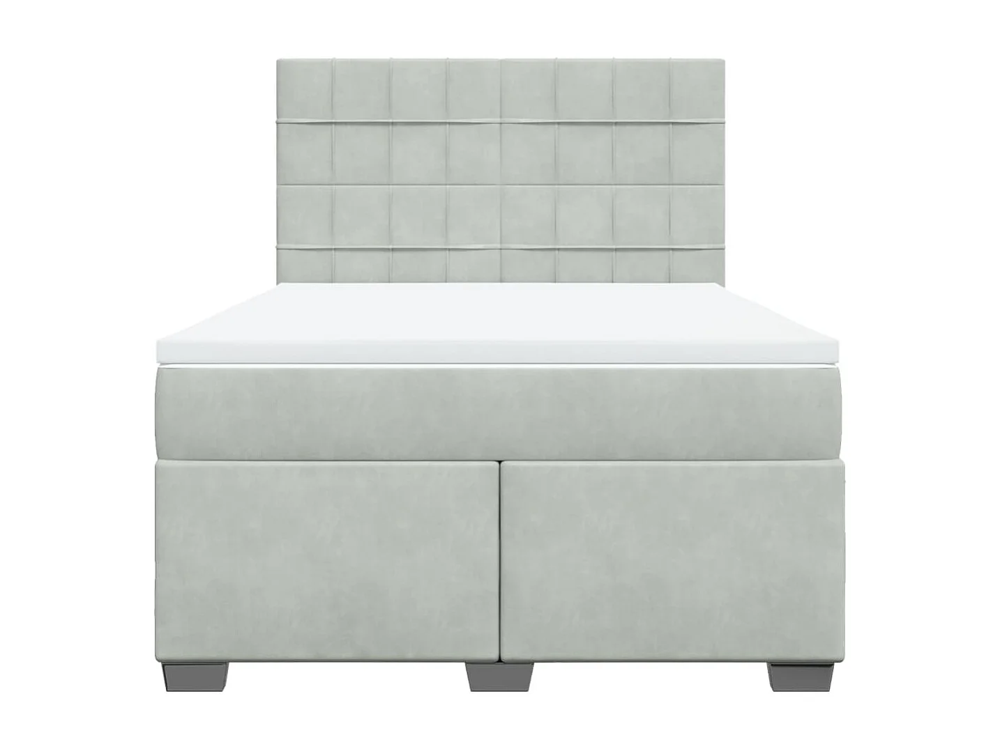 Cama box spring con colchón terciopelo gris claro 140x190 cm