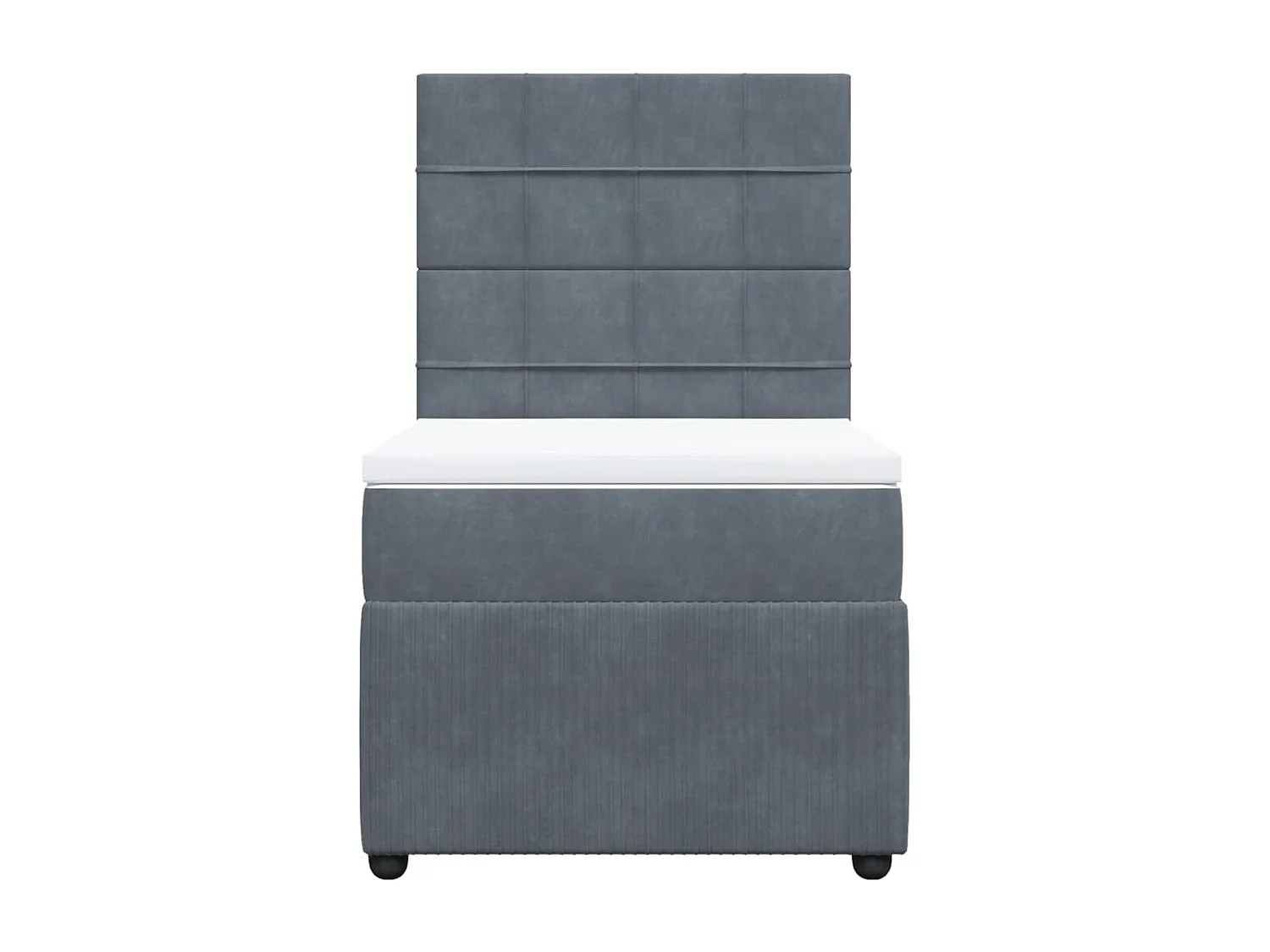 Cama box spring con colchón terciopelo gris oscuro 80x200 cm