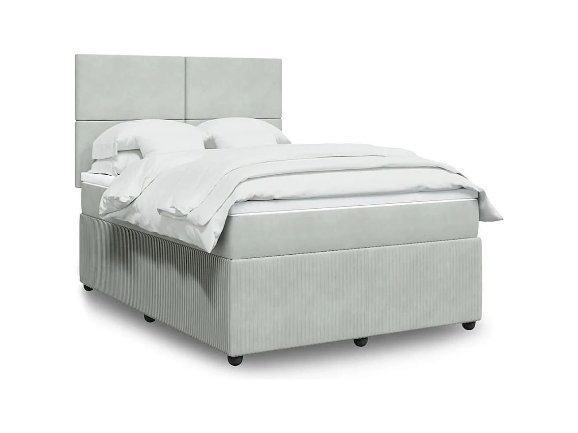 Sommier à lattes de lit et matelas Gris clair 160x200cm Velours