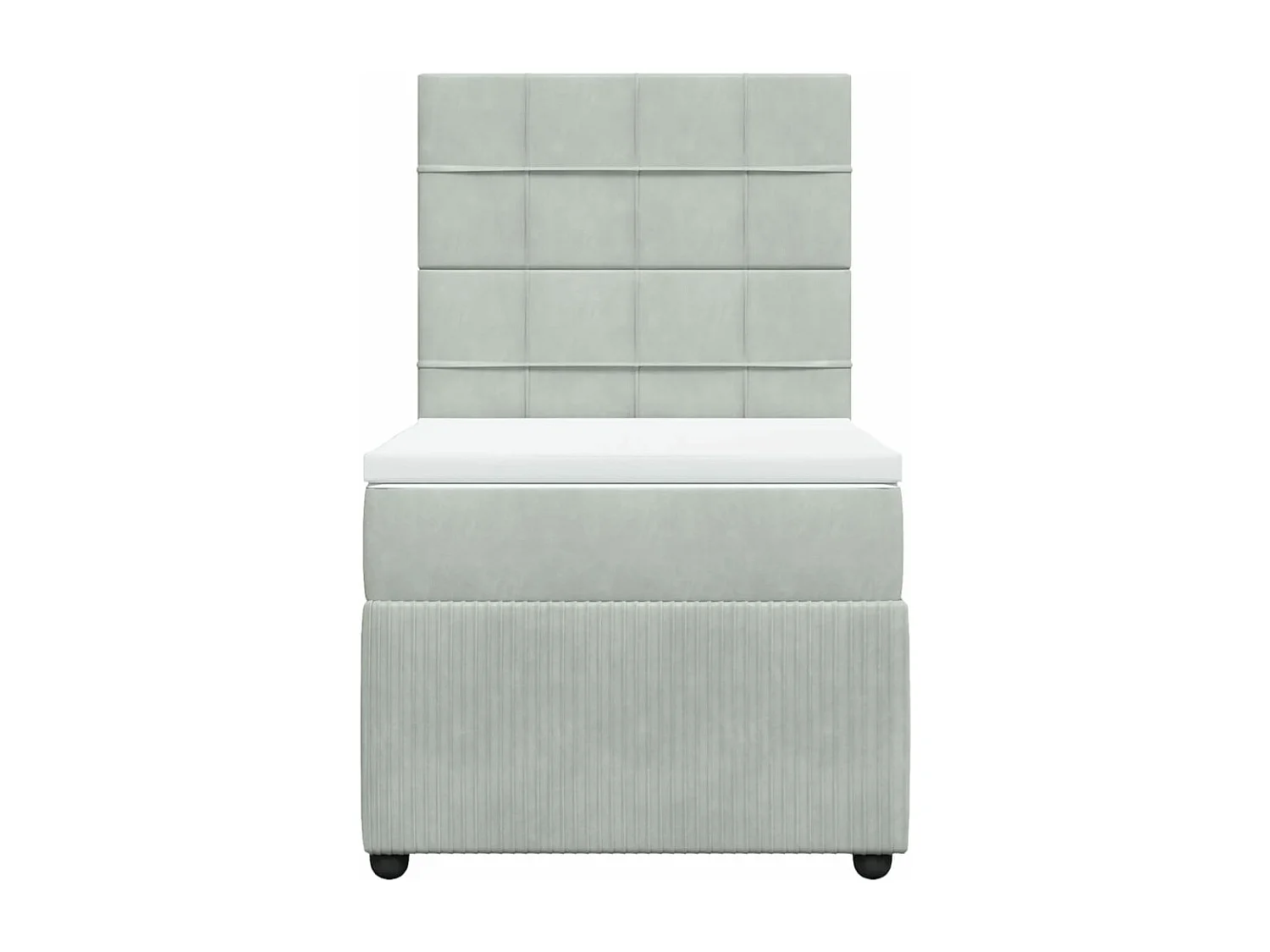 Cama box spring con colchón terciopelo gris claro 100x200 cm