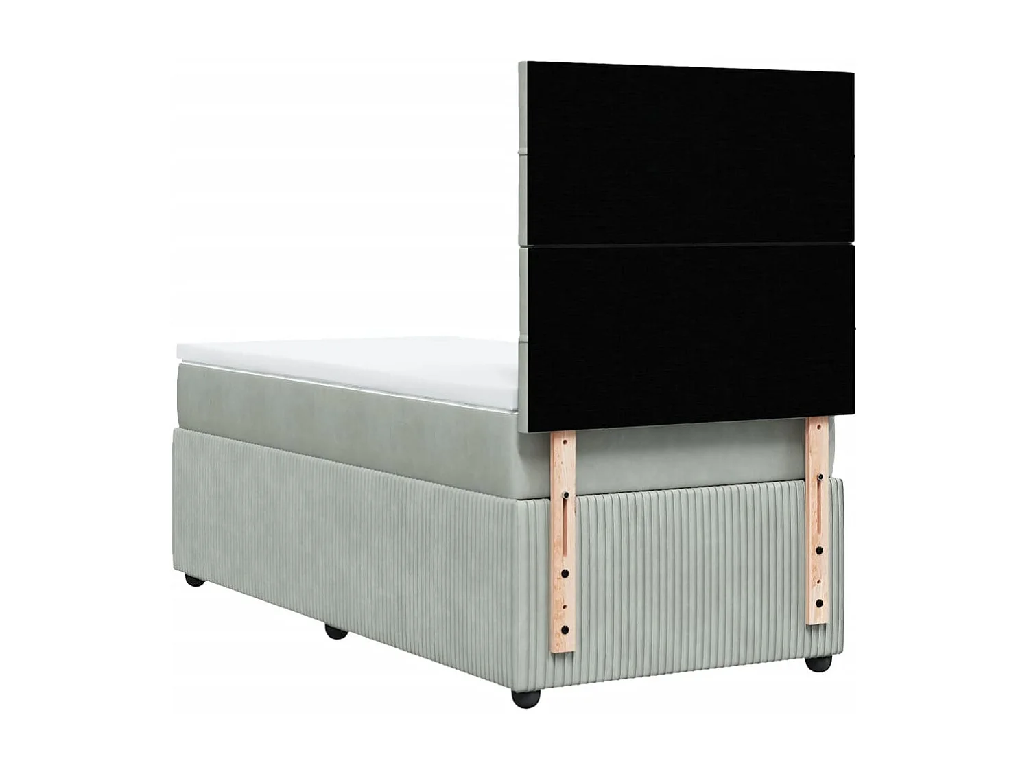 Cama box spring con colchón terciopelo gris claro 100x200 cm