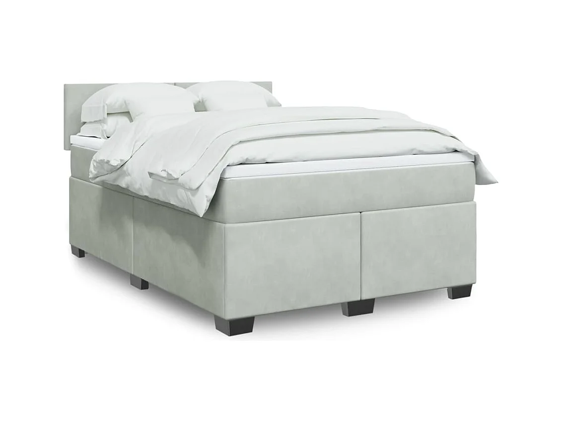 Sommier à lattes de lit et matelas Gris clair 140x200cm Velours