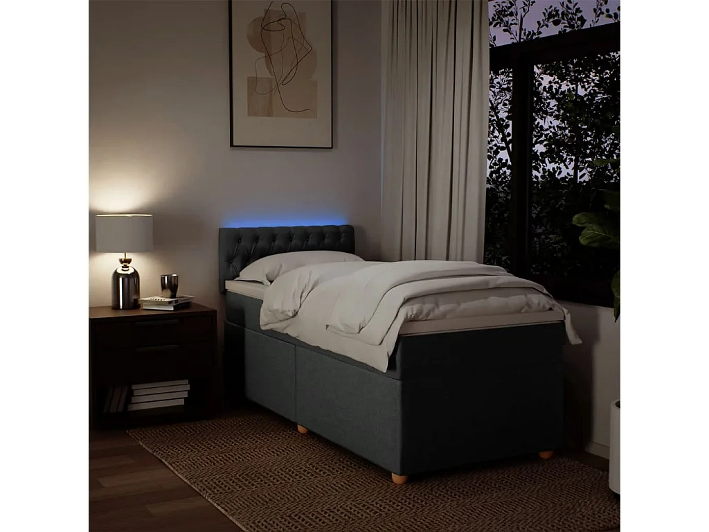 Boxspringbett mit Matratze Dunkelgrau 90x190 cm Stoff