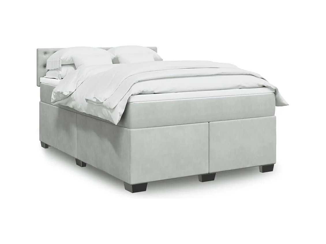 Sommier à lattes de lit et matelas Gris clair 140x190cm Velours
