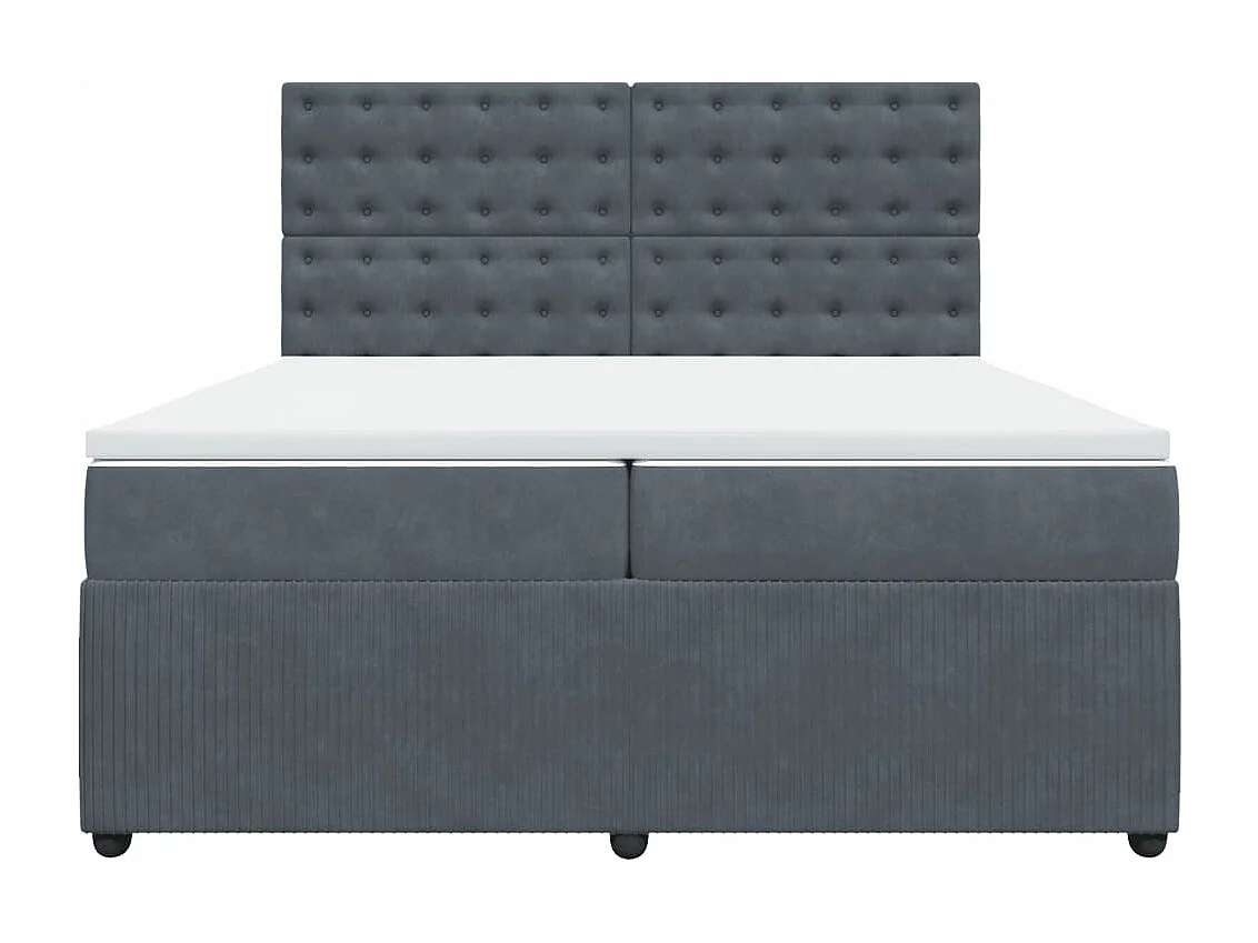 Giroletto a Molle con Materasso Grigio Scuro 200x200 cm Velluto