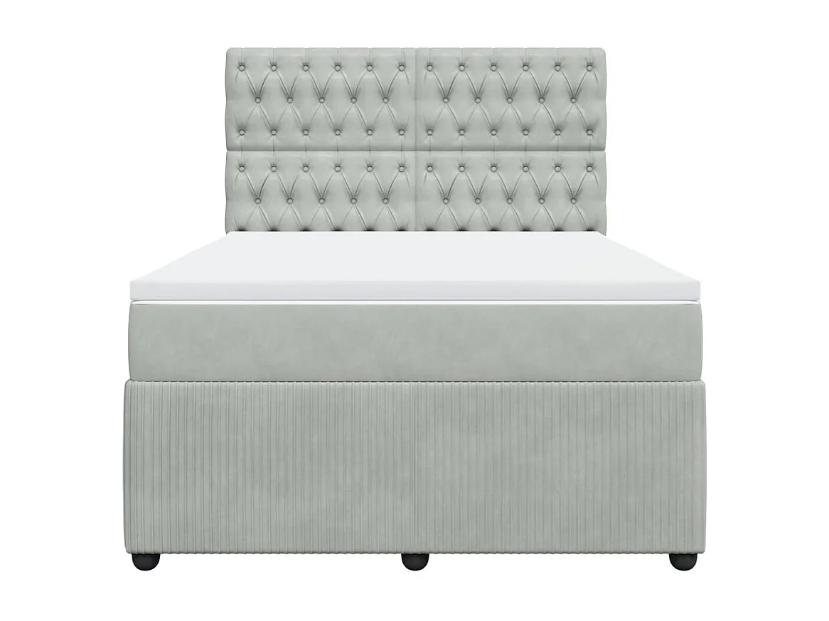 Sommier à lattes de lit et matelas Gris clair 160x200cm Velours