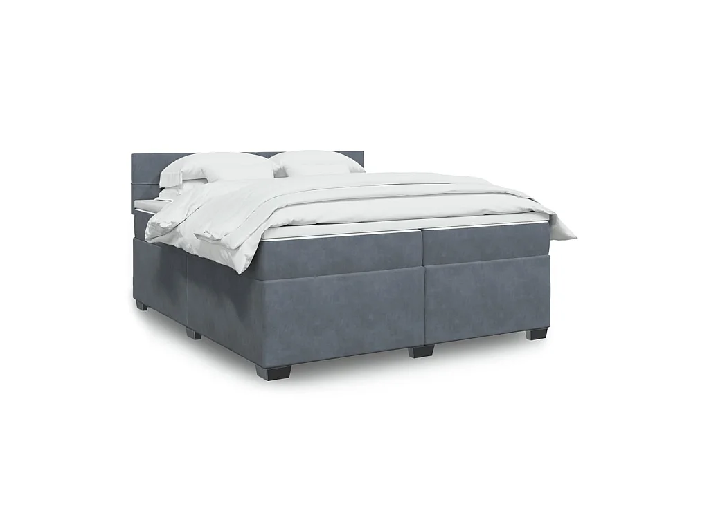 Giroletto a Molle con Materasso Grigio Scuro 200x200 cm Velluto
