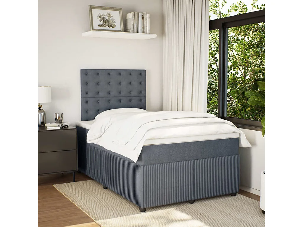 Boxspringbett mit Matratze Dunkelgrau 120x190 cm Samt