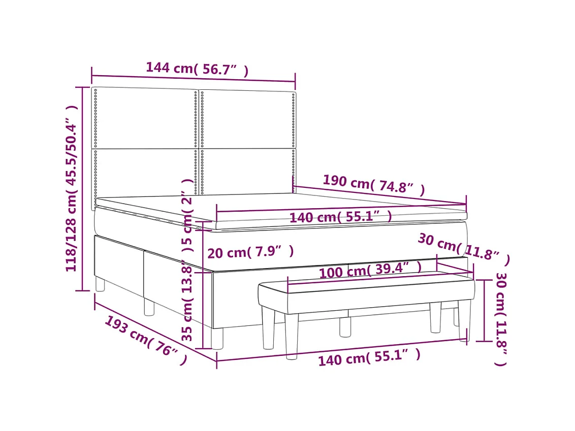 Giroletto a Molle con Materasso Verde Scuro 140x190 cm Velluto