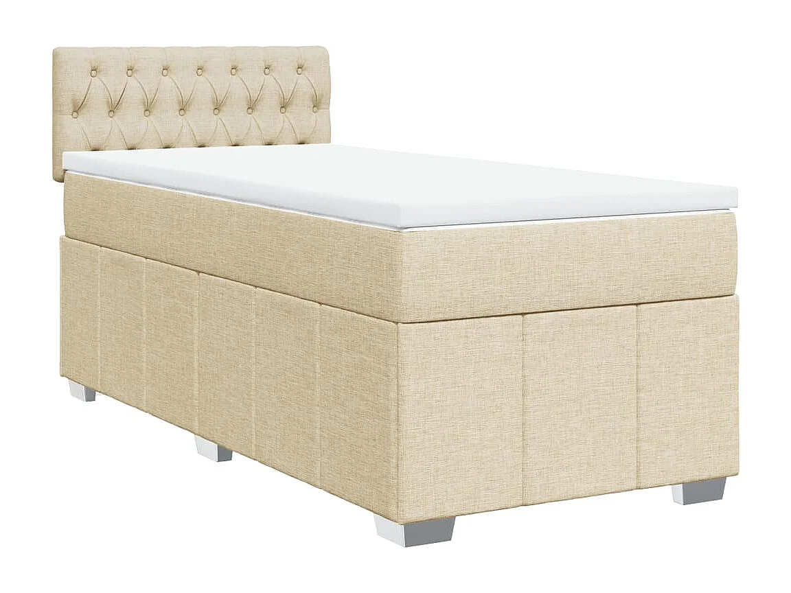 Boxspringbett mit Matratze Creme 90x190 cm Stoff