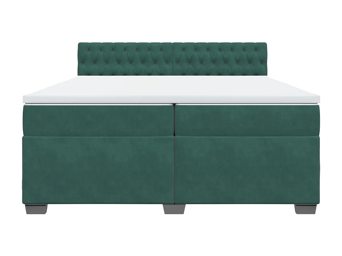 Giroletto a Molle con Materasso Verde Scuro 200x200 cm Velluto