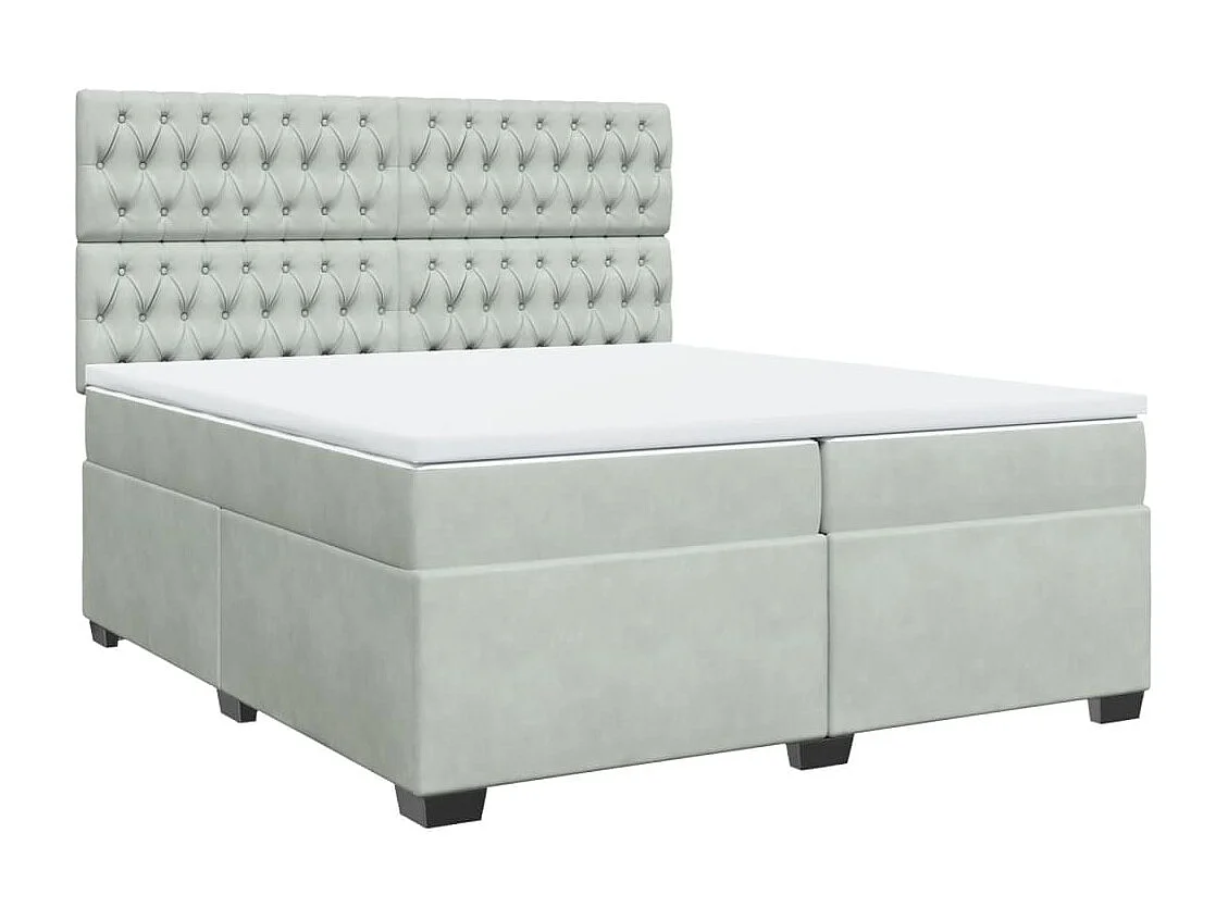 Cama box spring con colchón terciopelo gris claro 200x200 cm