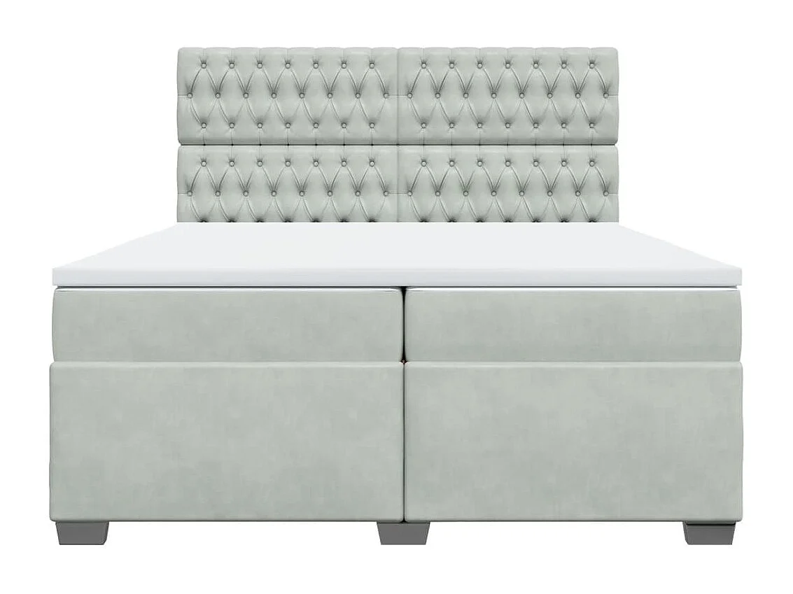 Cama box spring con colchón terciopelo gris claro 200x200 cm