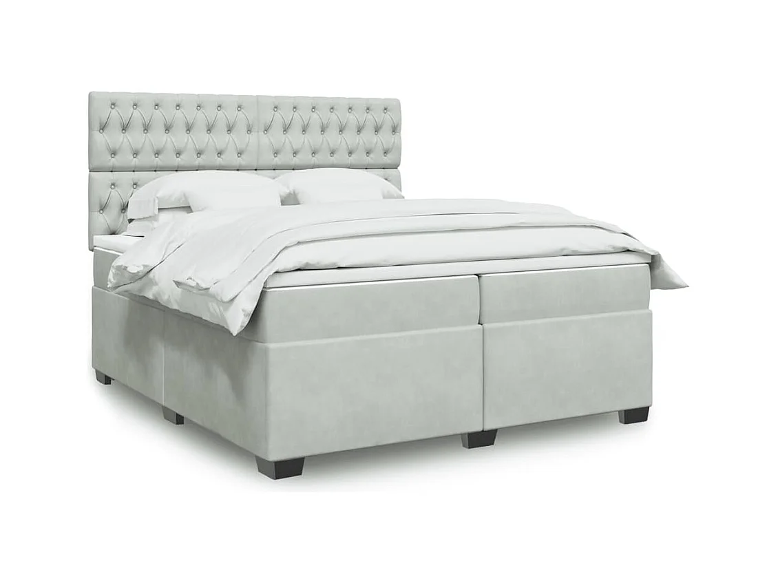 Giroletto a Molle con Materasso Grigio Chiaro 200x200cm Velluto